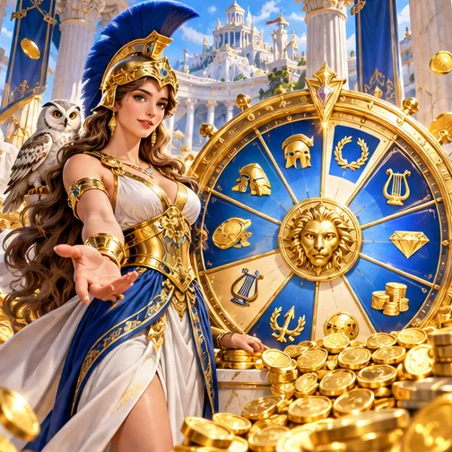 Athena beside the Mythoswin prize wheel